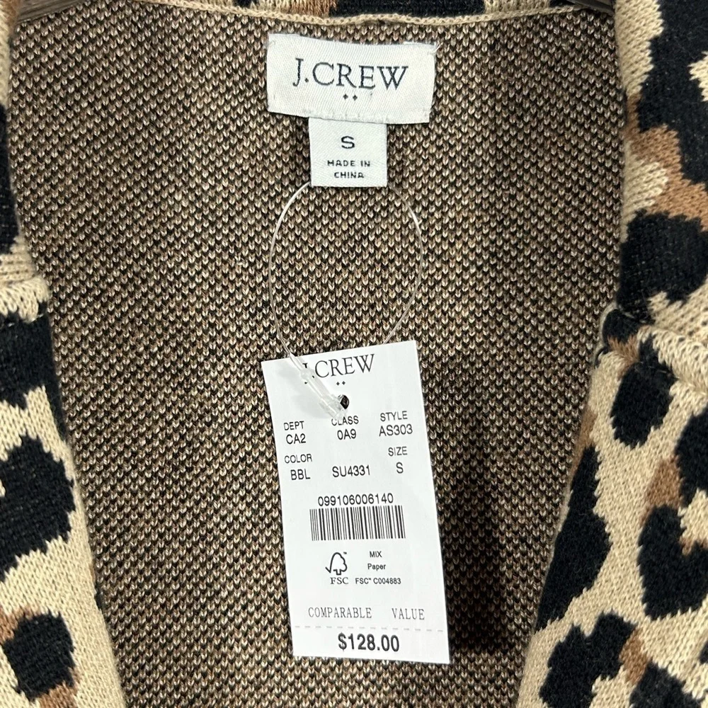 NEW J.Crew Factory Mob Wife Leopard Print Sweater Blazer Black/Brown/Tan Size S
